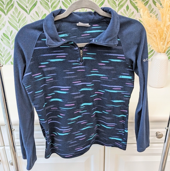 ⭐Girls Columbia Fleece Pullover sweater quarter zip size 14/16⭐ Navy Blue - Picture 2 of 6
